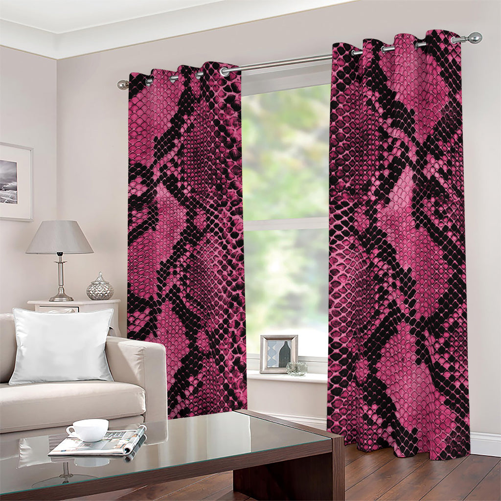 Pink And Black Snakeskin Print Blackout Grommet Curtains