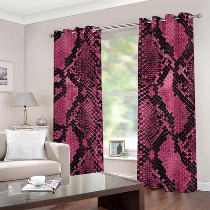 Pink And Black Snakeskin Print Blackout Grommet Curtains