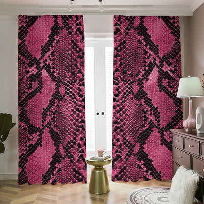 Pink And Black Snakeskin Print Blackout Pencil Pleat Curtains
