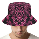 Pink And Black Snakeskin Print Bucket Hat