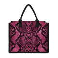 Pink And Black Snakeskin Print Canvas Tote Bag