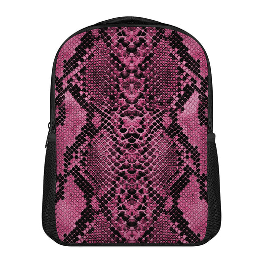 Pink And Black Snakeskin Print Casual Backpack
