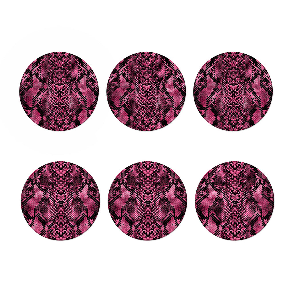 Pink And Black Snakeskin Print Coaster Set