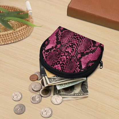 Pink And Black Snakeskin Print Coin Purse