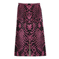 Pink And Black Snakeskin Print Cotton Front Slit Maxi Skirt