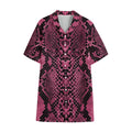Pink And Black Snakeskin Print Cotton Hawaiian Shirt