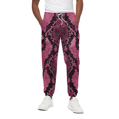 Pink And Black Snakeskin Print Cotton Pants
