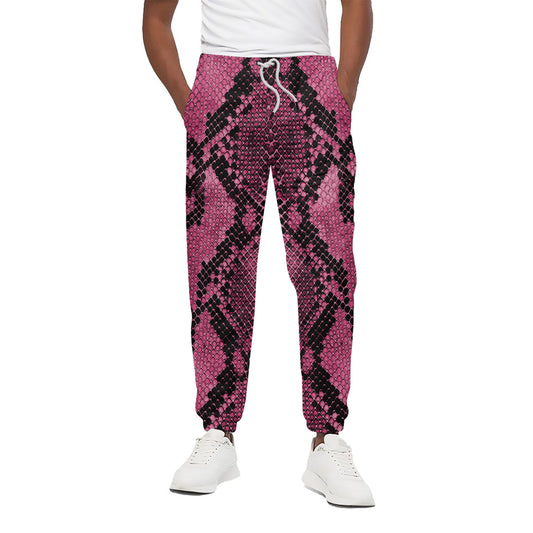 Pink And Black Snakeskin Print Cotton Pants