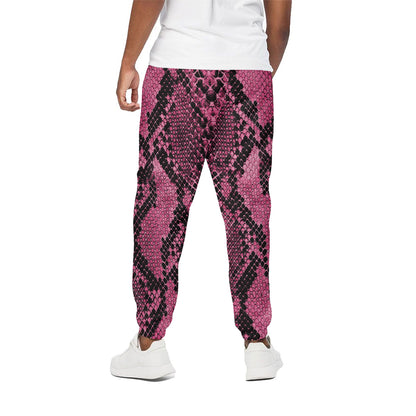 Pink And Black Snakeskin Print Cotton Pants