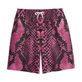 Pink And Black Snakeskin Print Cotton Shorts