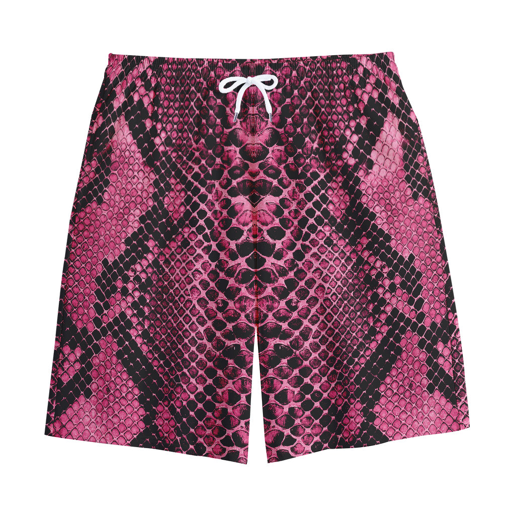 Pink And Black Snakeskin Print Cotton Shorts