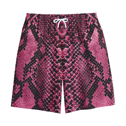Pink And Black Snakeskin Print Cotton Shorts