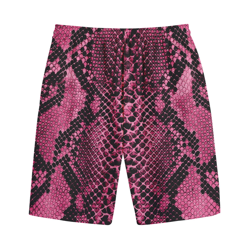 Pink And Black Snakeskin Print Cotton Shorts