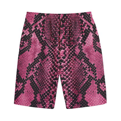 Pink And Black Snakeskin Print Cotton Shorts