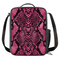 Pink And Black Snakeskin Print Crossbody Lunch Bag