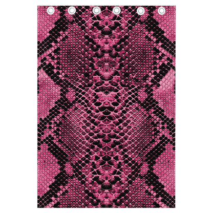 Pink And Black Snakeskin Print Curtain
