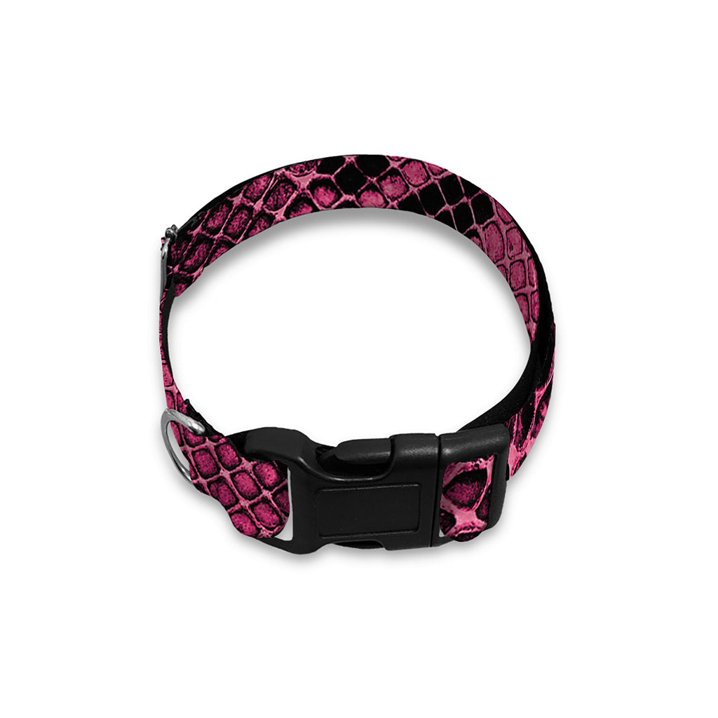 Pink And Black Snakeskin Print Dog Collar