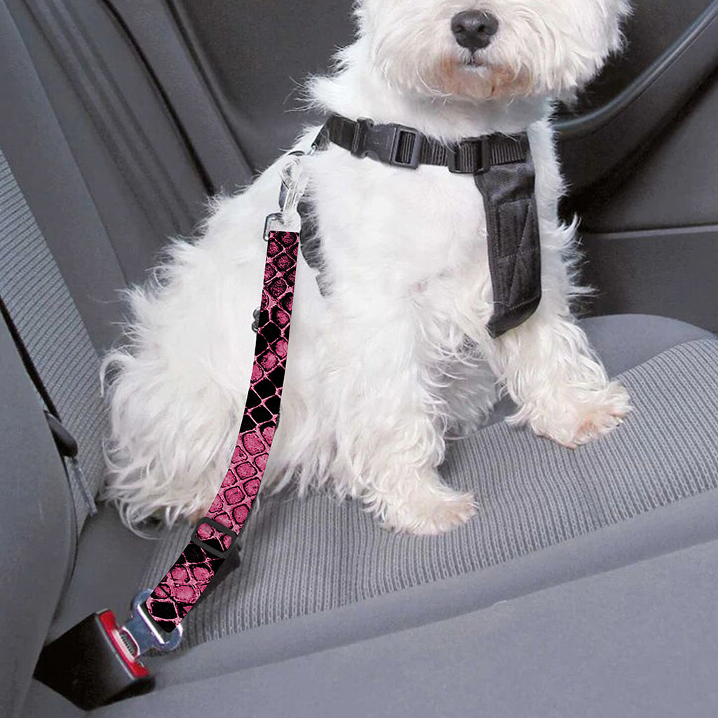 Pink And Black Snakeskin Print Dog Seat Belt