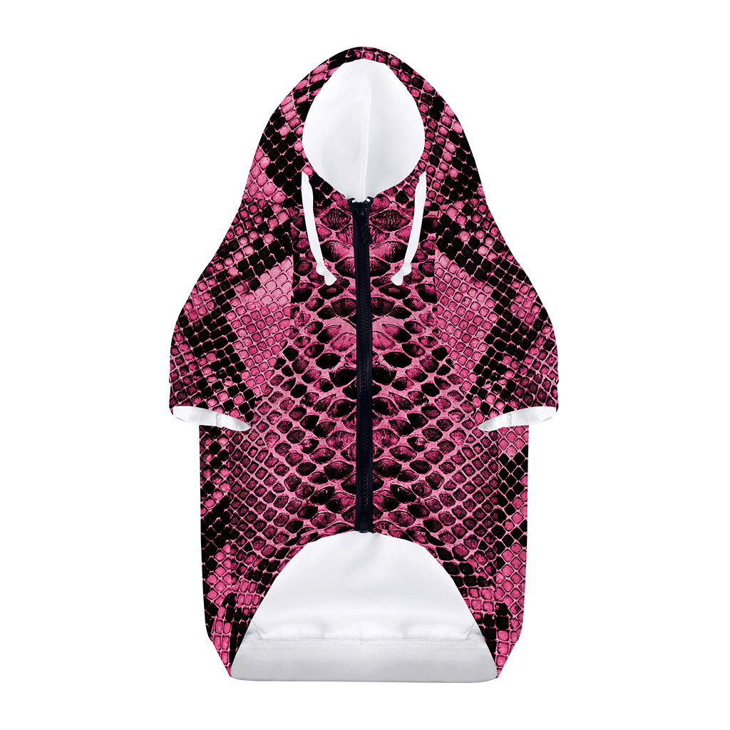 Pink And Black Snakeskin Print Dog Zip Up Hoodie