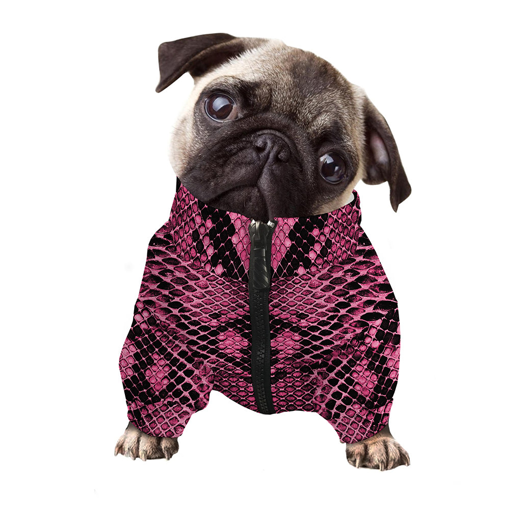 Pink And Black Snakeskin Print Dog Zip Up Jacket