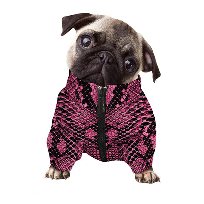 Pink And Black Snakeskin Print Dog Zip Up Jacket