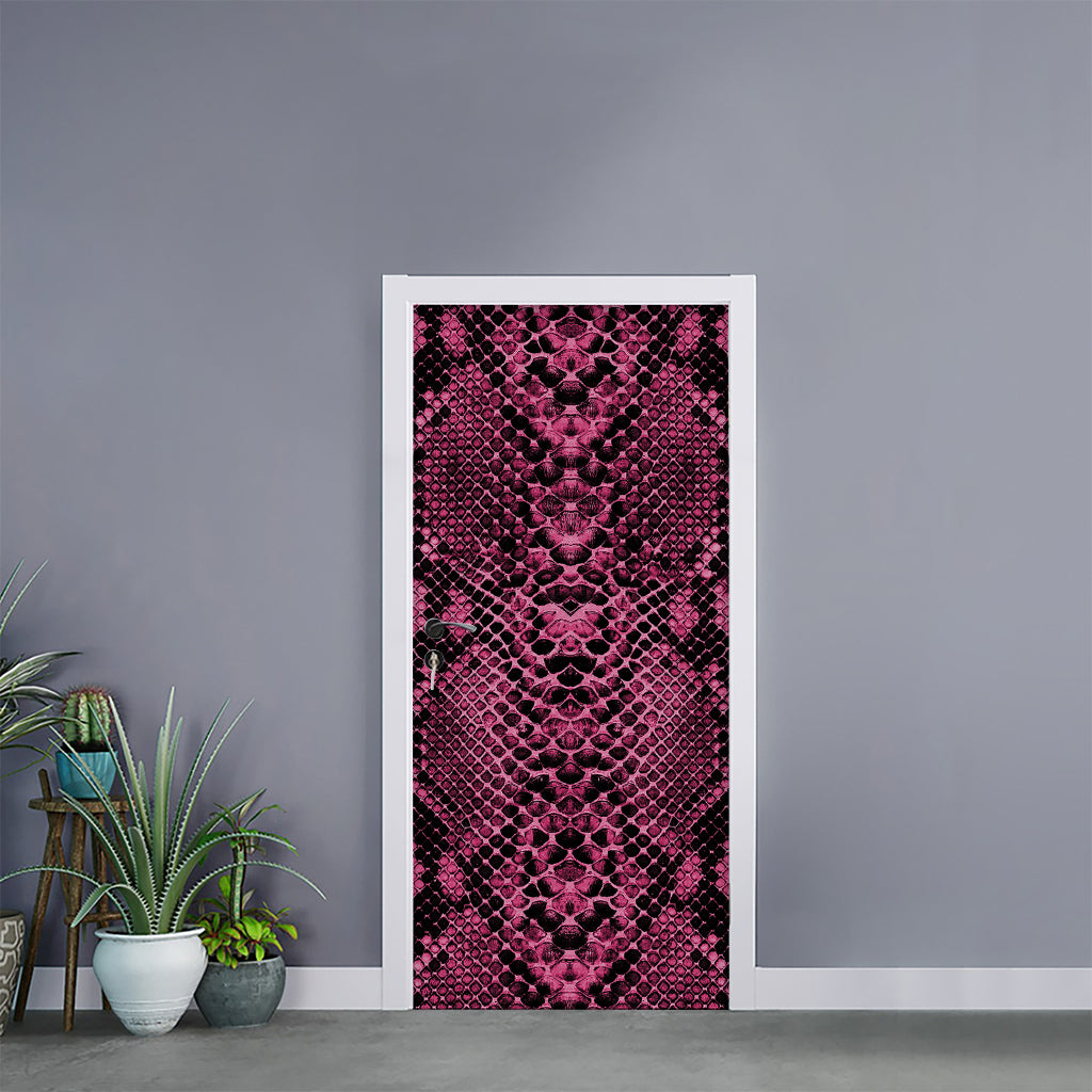 Pink And Black Snakeskin Print Door Sticker