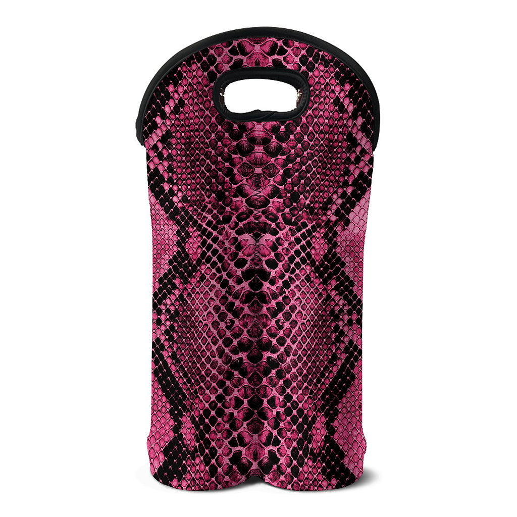 Pink And Black Snakeskin Print Double Neoprene Wine Tote