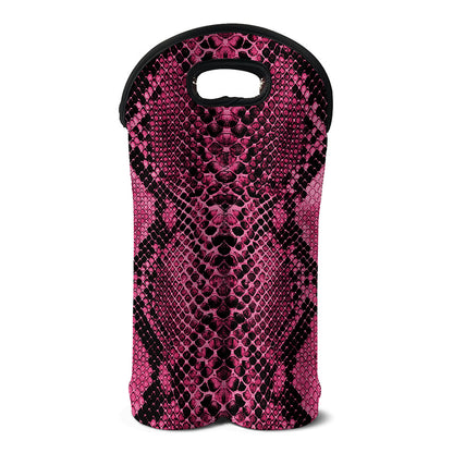 Pink And Black Snakeskin Print Double Neoprene Wine Tote