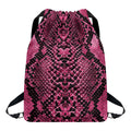 Pink And Black Snakeskin Print Drawstring Backpack