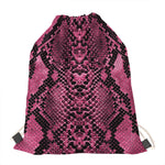 Pink And Black Snakeskin Print Drawstring Bag
