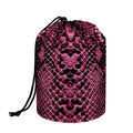 Pink And Black Snakeskin Print Drawstring Makeup Bag