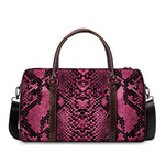 Pink And Black Snakeskin Print Duffle Bag