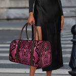 Pink And Black Snakeskin Print Duffle Bag