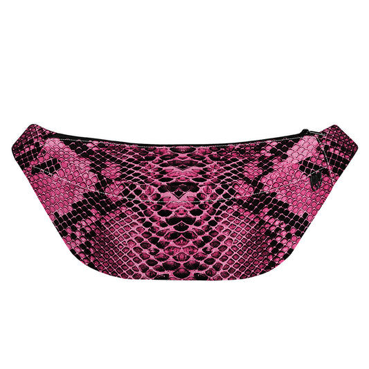 Pink And Black Snakeskin Print Fanny Pack