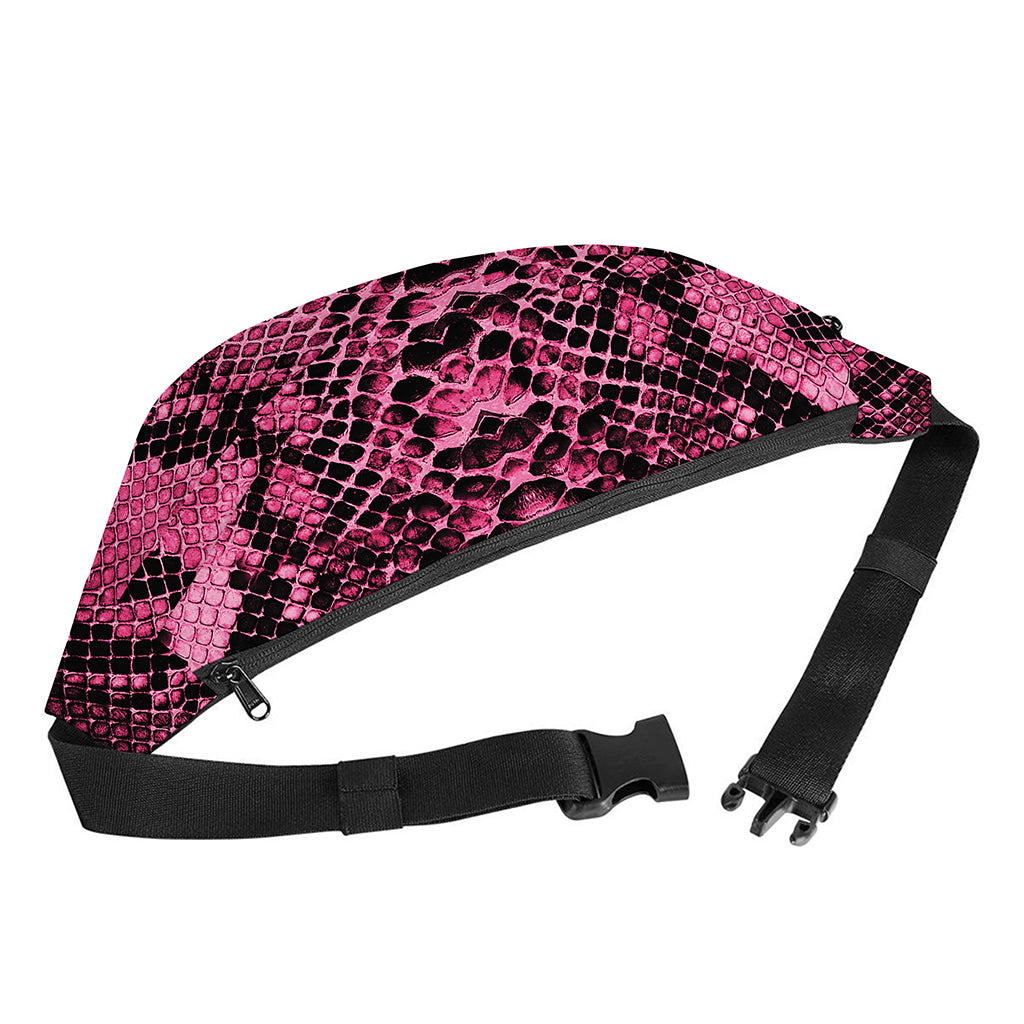 Pink And Black Snakeskin Print Fanny Pack