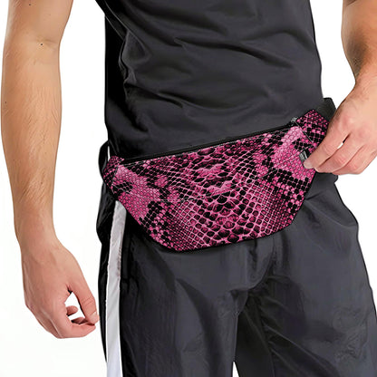 Pink And Black Snakeskin Print Fanny Pack