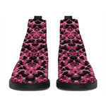 Pink And Black Snakeskin Print Flat Ankle Boots