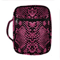 Pink And Black Snakeskin Print Front Pocket Bible Bag