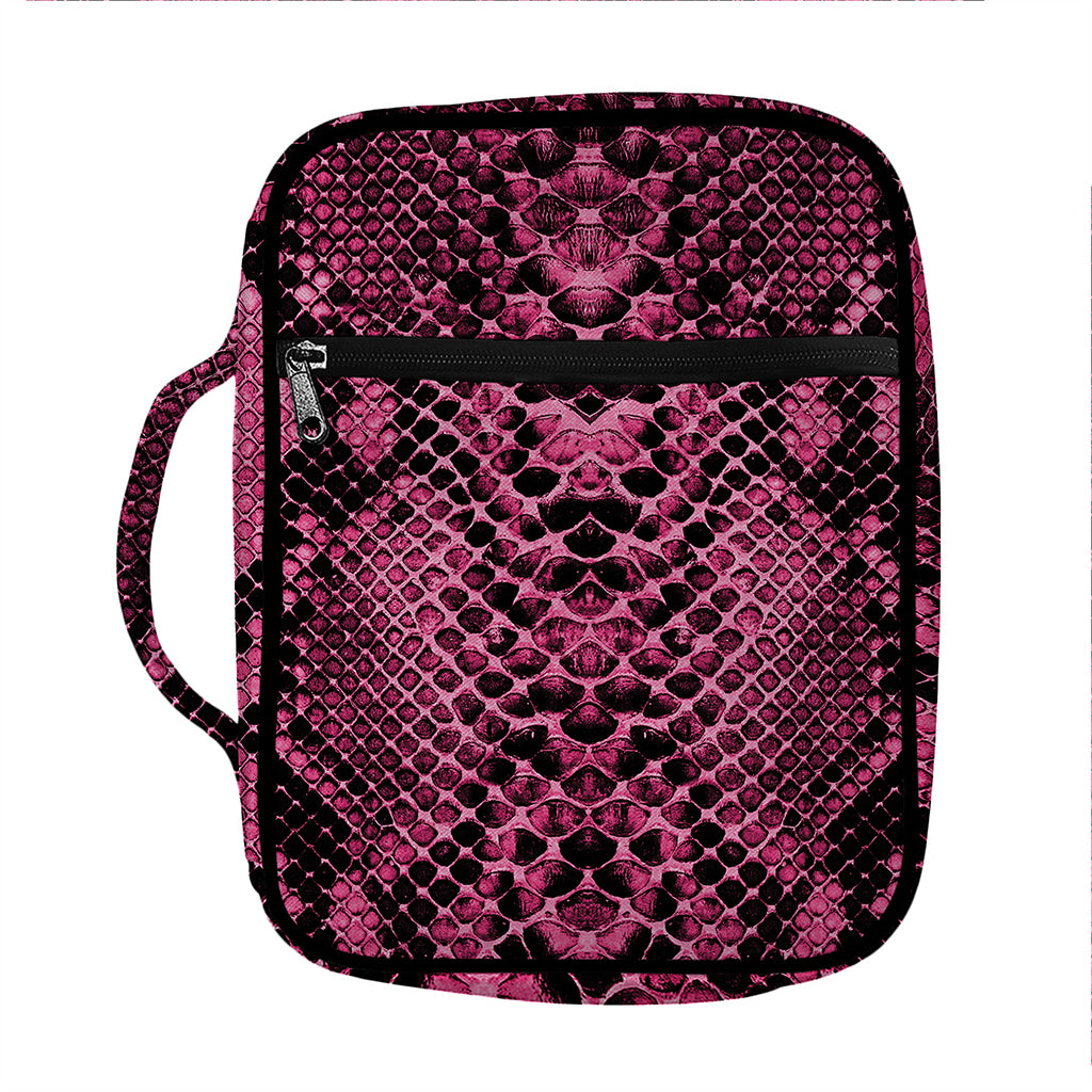 Pink And Black Snakeskin Print Front Pocket Bible Bag