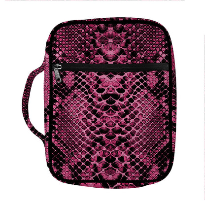Pink And Black Snakeskin Print Front Pocket Bible Bag