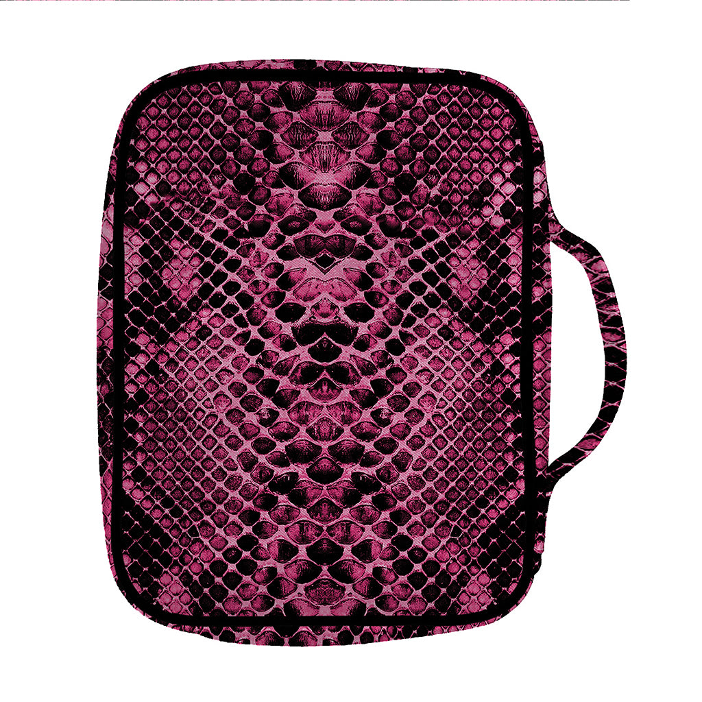 Pink And Black Snakeskin Print Front Pocket Bible Bag