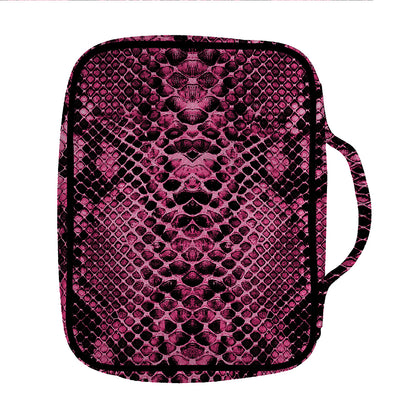 Pink And Black Snakeskin Print Front Pocket Bible Bag