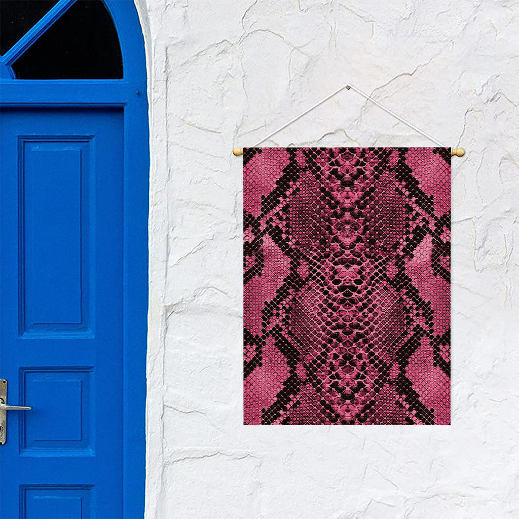 Pink And Black Snakeskin Print Garden Flag
