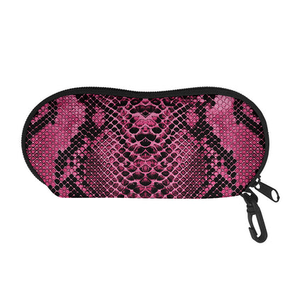 Pink And Black Snakeskin Print Glasses Case