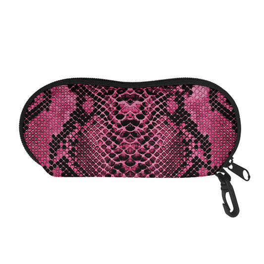Pink And Black Snakeskin Print Glasses Case