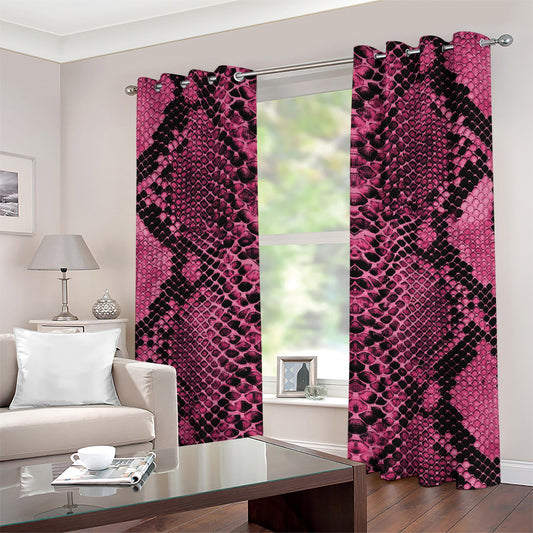 Pink And Black Snakeskin Print Grommet Curtains