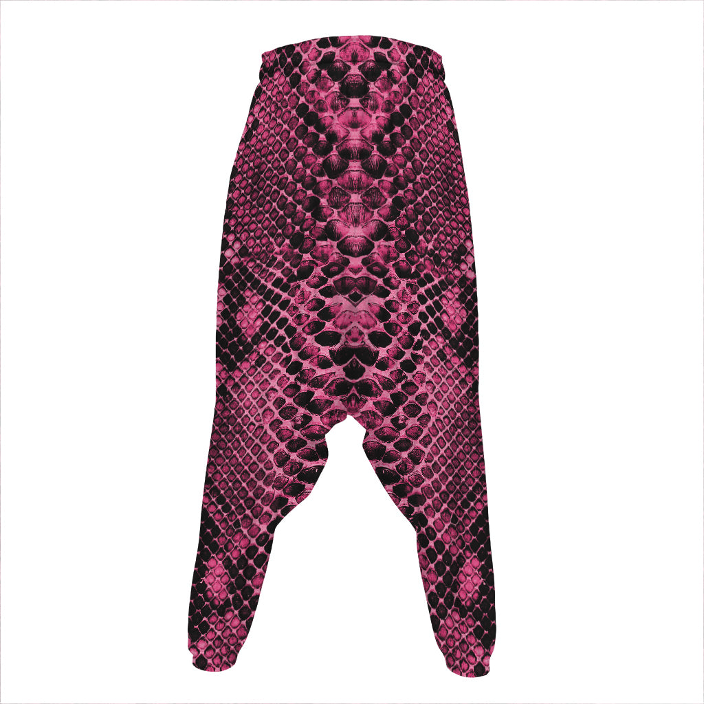 Pink And Black Snakeskin Print Hammer Pants