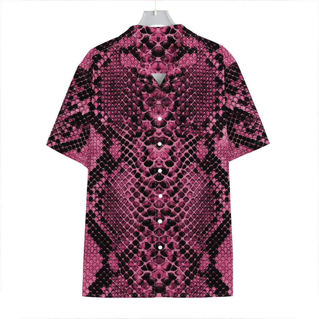 Pink And Black Snakeskin Print Hawaiian Shirt