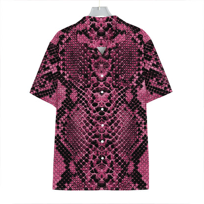 Pink And Black Snakeskin Print Hawaiian Shirt