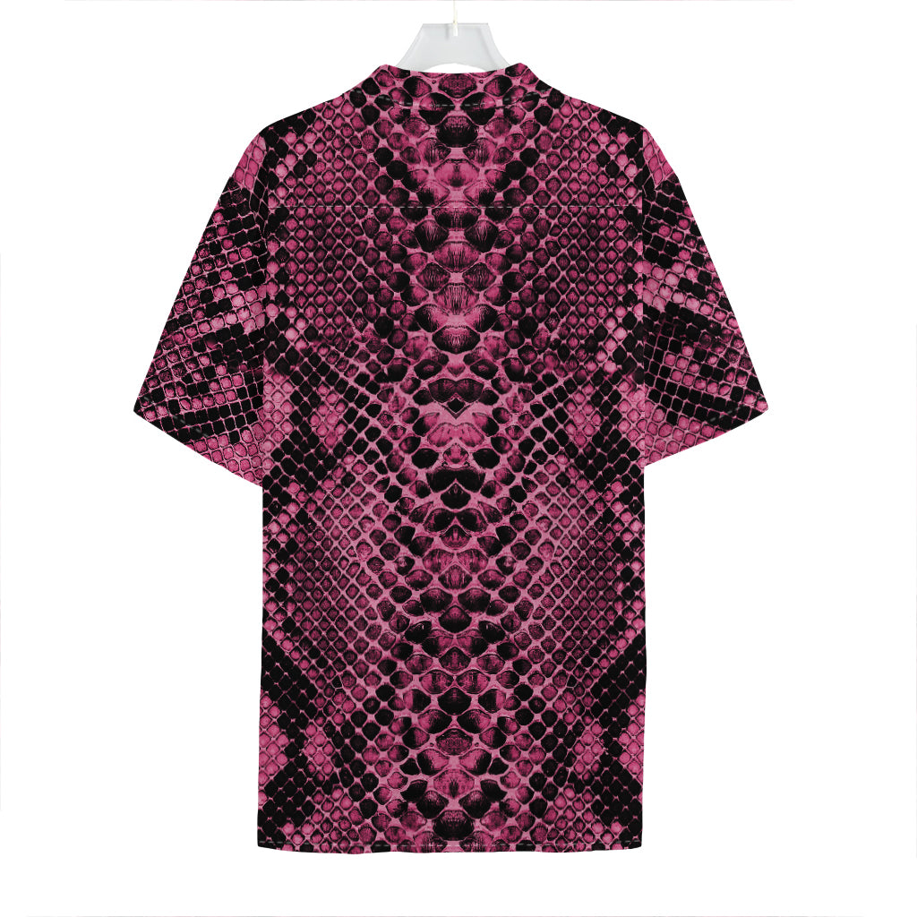 Pink And Black Snakeskin Print Hawaiian Shirt